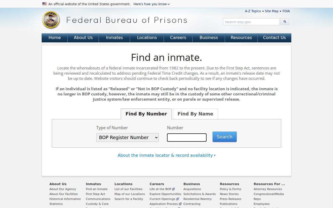 Federal inmate search after a Carson County arrest transfer