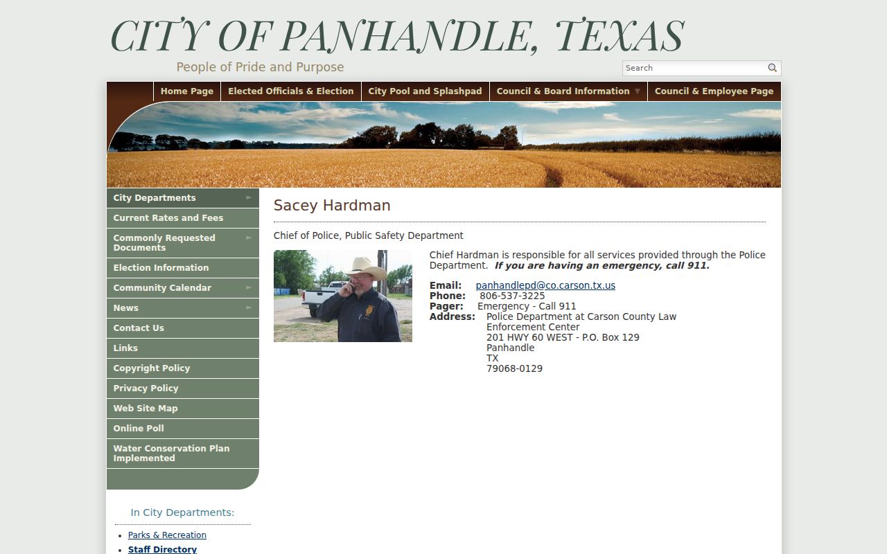 Panhandle criminal history police records contact page