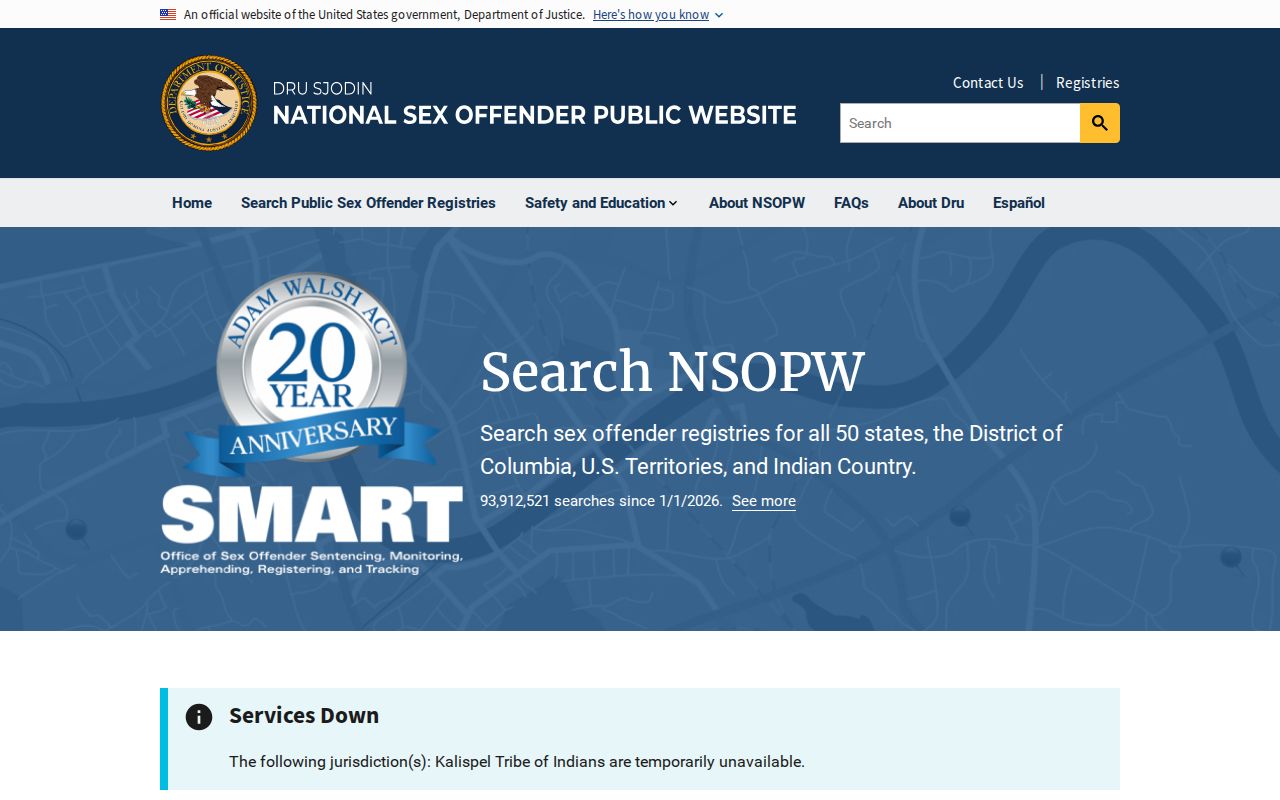 Carson County sex offender registry national NSOPW search page