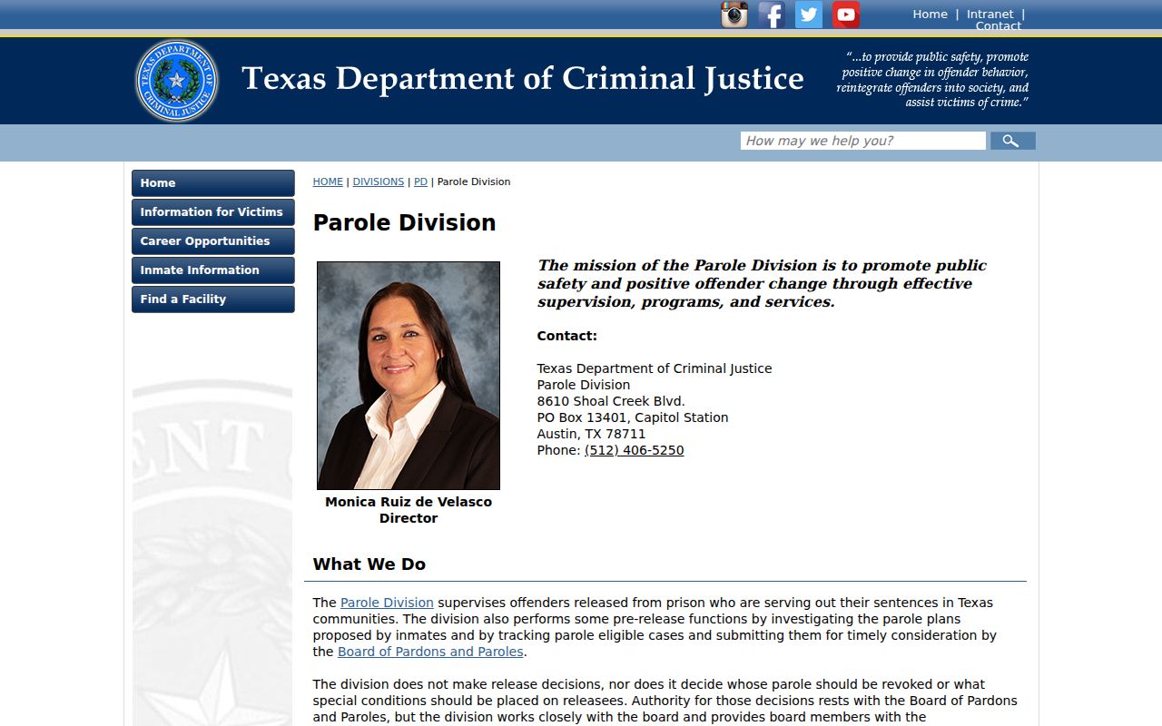 Carson County sex offender check research view of TDCJ parole supervision
